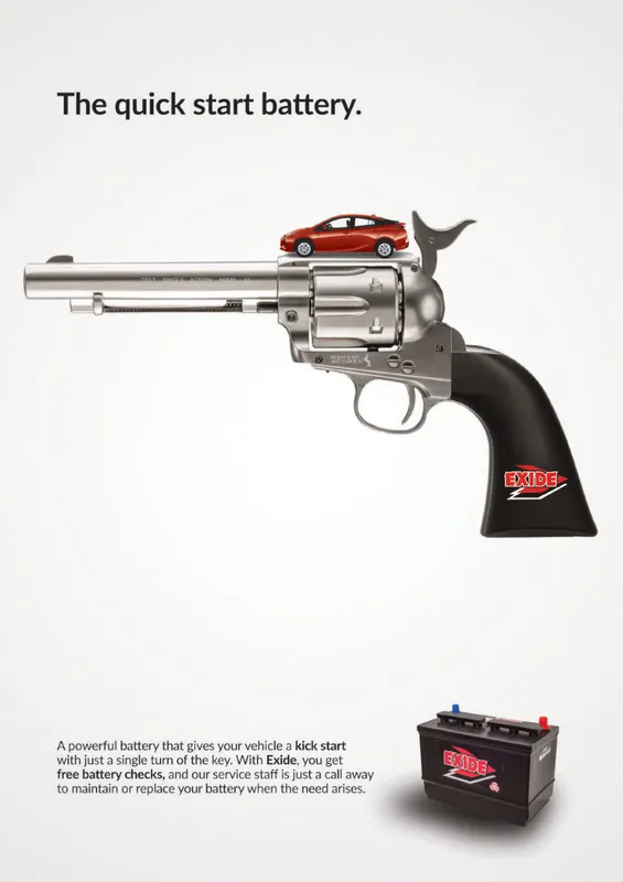 Exide quick start battery print ad