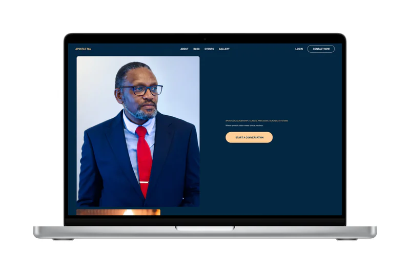 Apostle Tau on a laptop