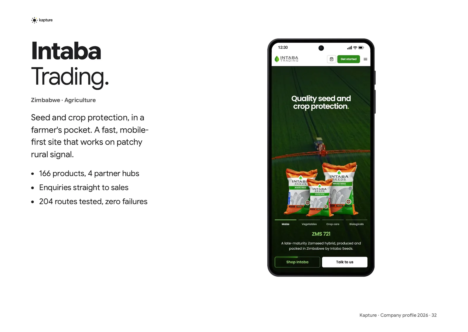 Profile page: Intaba Trading.
