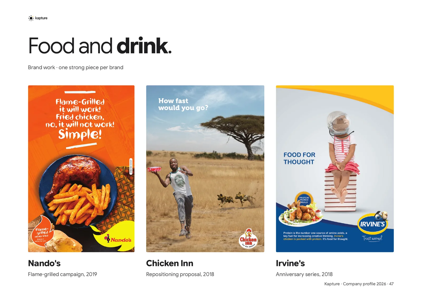 Profile page: Food and drink.