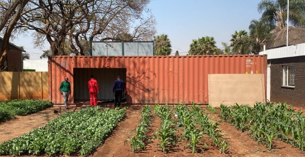 The container shop taking shape on site