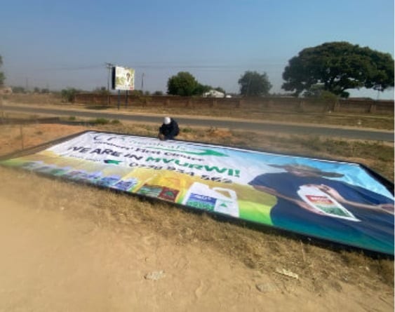 A billboard skin laid out before installation
