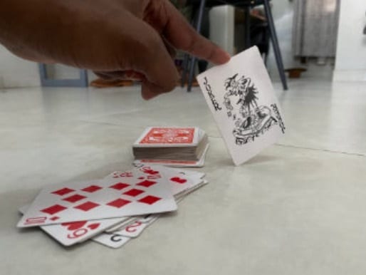 A playing-card product shoot