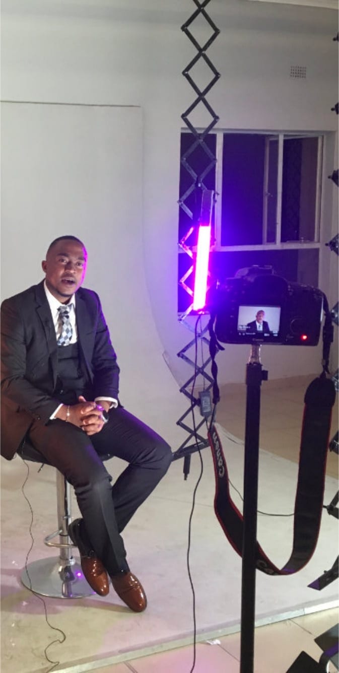 A studio interview set